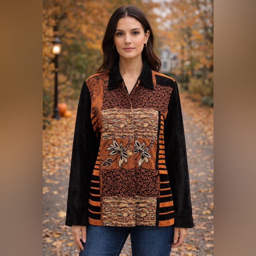 90's Tapestry Patchwork Fall Jacket, Size XL